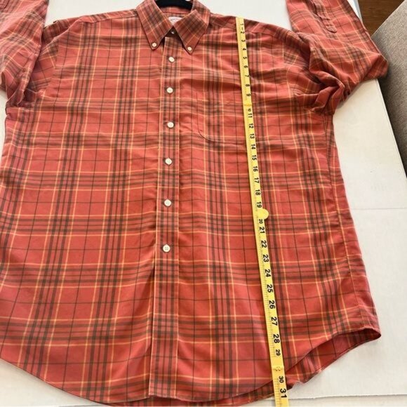 Brooks Brothers Men’s Shirt Size Large Orange Green Plaid Button Down Cotton - Picture 9 of 10